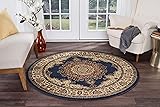 Fiona Traditional Oriental Navy Round Area
