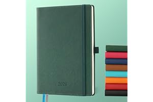 IN-LUXPRO Weekly Monthly 2026 Planner (Jan.26-Dec.26),8.5"x6.5",12 Months Agenda Plan with Month Tabs & Pocket,Expenses/Note Pages, Appointment Book Calendar with Hardcover Vegan Leather Cover,Green