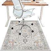 48"x60" Office Chair Mat for Hardwood Tile Floor, Under Desk Carpet Protector for Rolling Computer Chair Mat, Machine Washable Area Rug, Anti-Slip 1/5" Thick Low Pile Thin Vinyl Floor Mat, Taupe