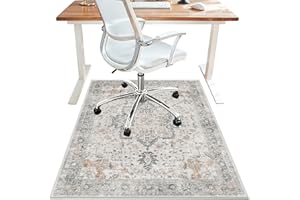 BESBLEE 36"x48" Office Chair Mat for Hardwood Tile Floor, Under Desk Carpet Protector for Rolling Computer Chair Mat, Machine Washable Area Rug, Anti-Slip 1/5" Thick Low Pile Thin Vinyl Floor Mat, Taupe