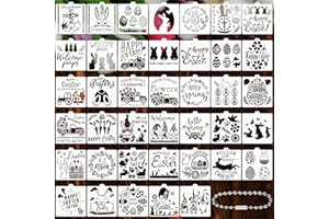 Qumenan 40 Pcs Easter Cookie Stencils for Royal Icing Cookies Craft Painting Stencil Eggs Carrot Rabbit Face Bunny Shapes for