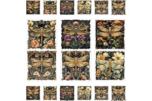 WANDIC 3 Sheets Retro Dragonfly Flower Clusters Rub on Transfer Stickers for Craft,Waterproof Decals Scrapbook Stickers Furni