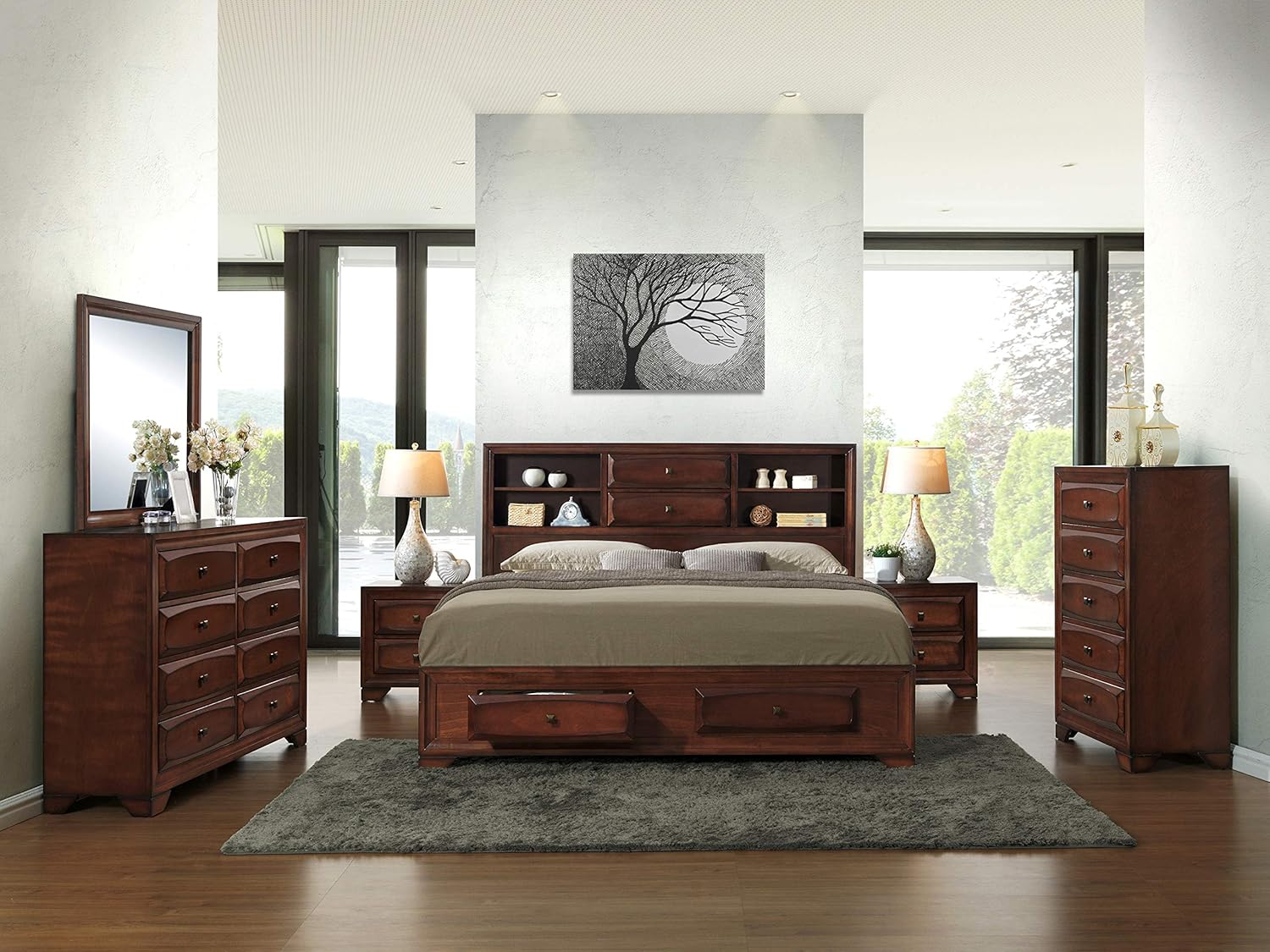 Roundhill Furniture B139qdmn2c Oakland 139 Wood Bedroom Set