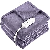 Electric Blanket Twin Size - 62"x84" Heated Blanket with Overheating Protection, Extremely Cozy Soft Fast Heating with 5 Levels & 10 Hours Auto Off, Lavender Purple