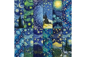 LENSARKU 24 Sheets Starry Night Pattern Paper, Double Sided Decorative Scrapbook Paper for Junk Journals, DIY Card Making, Ph