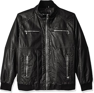 calvin klein men's leather bomber jacket