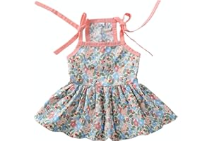 MSNFOASM Dog Dresses Pet Shoulder Strap Thin Vest Skirt,Small Dog Floral Dress Cat Sun Protection Princess Skirt(Pink,XS)
