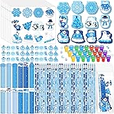 Faccito 336 Pcs Winter Party Favors Snowflake Party Supplies Winter Wonderland Stationery Set Notebook Sticker Stamper Eraser Ruler Pencil for Christmas Baby Shower Birthday Gift Prize