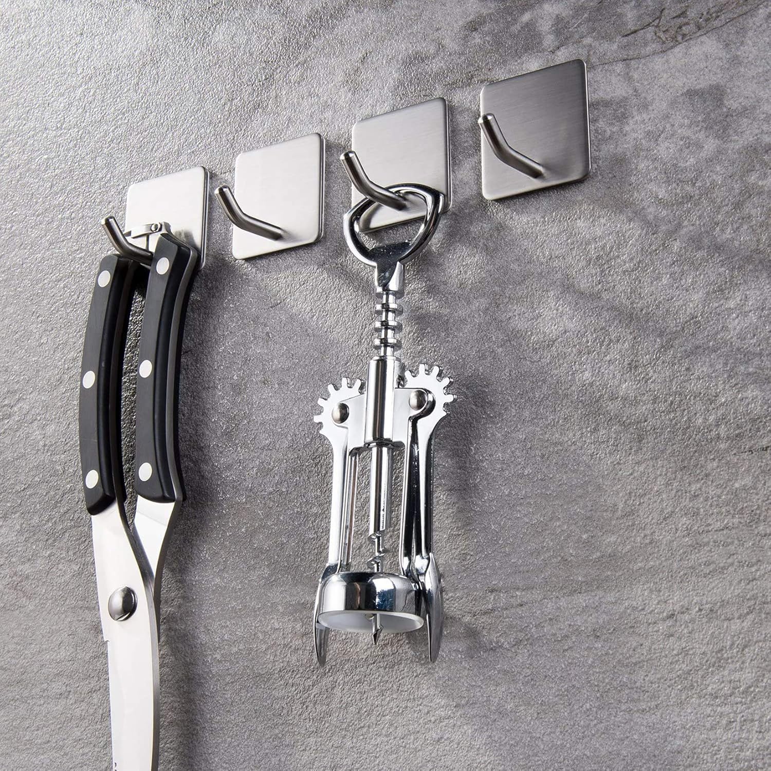 YIGII Towel Hooks/Bathroom Hook - Self Adhesive Hooks Office Hooks Hanging Keys for Kitchen Stick on Wall Stainless Steel 4 Packs: Home & Kitchen