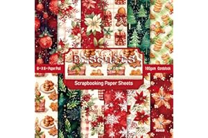 RAORAOYUE 24 Sheets Christmas Scrapbook Paper, 6" x 6" Cardstock Paper Pads, Single-Sided Winter Holiday Theme Christmas Card