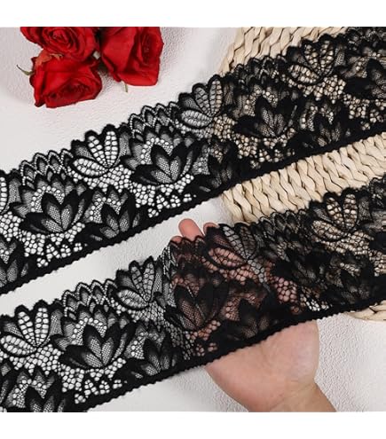 Vintage Oval Stretch Lace Trim Fabric - 5 Yards, 7 Inch Wide, For Crafts & Wedding Decor