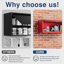 Fesbos Metal Storage Cabinet Black&Red Wall