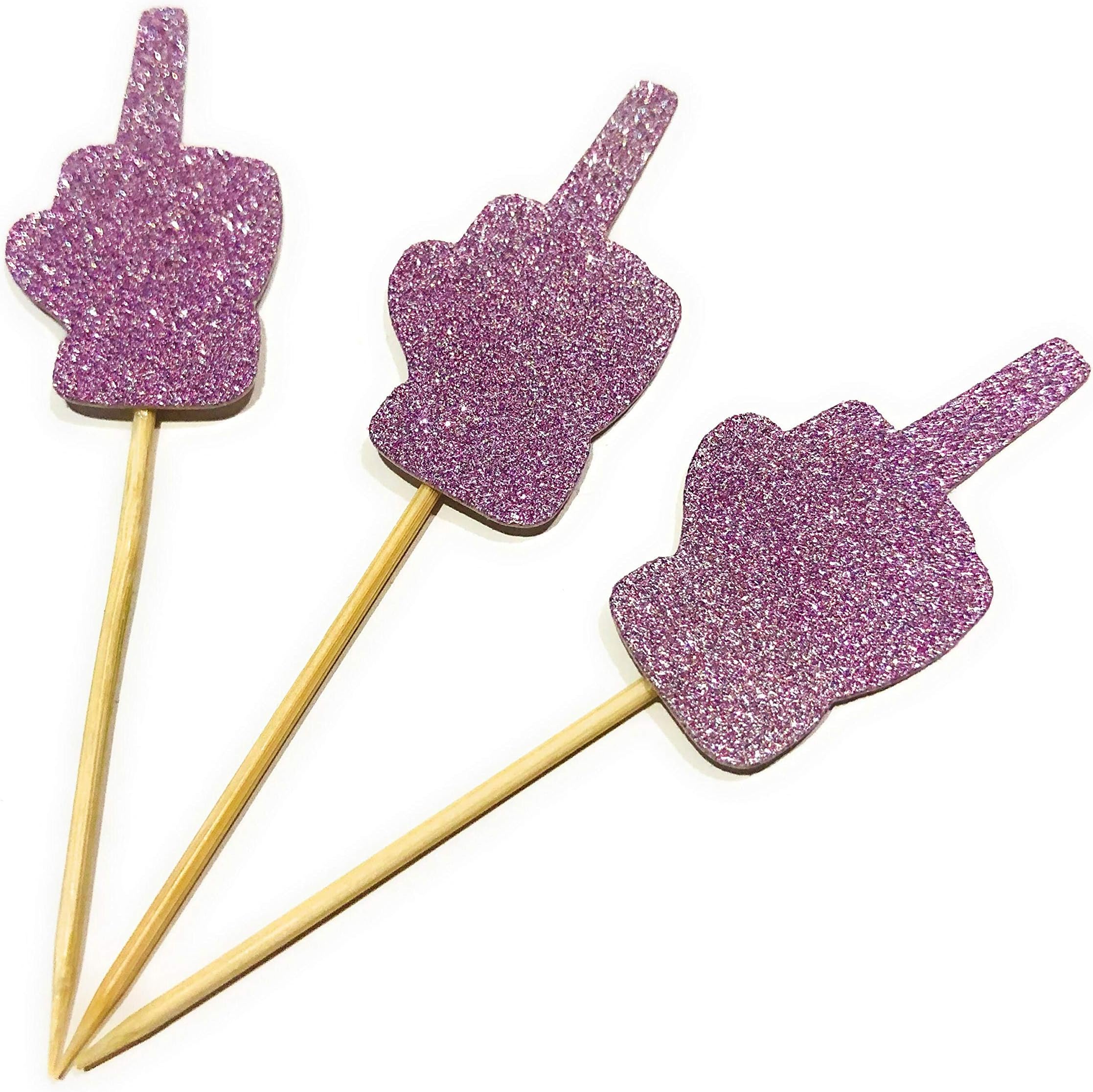 CloverCrafts 12 x Pink Glitter Divorce Cupcake Toppers – Middle Finger Party Decor for Divorce Celebration