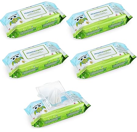 Mamaearth Organic Bamboo Based Wipes (White, 5) - Set of 72 Pieces