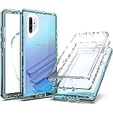 YmhxcY Note 10 Plus Case, Drop 3 Layer Durable Cover/Shockproof Drop Protection/Solid Silicone Case/Clear Case for Samsung Galaxy Note 10 Plus 5G-Transparent Blue