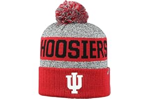Top of the World NCAA Arctic Striped Cuffed Knit Pom Beanie Hat-Indiana Hoosiers