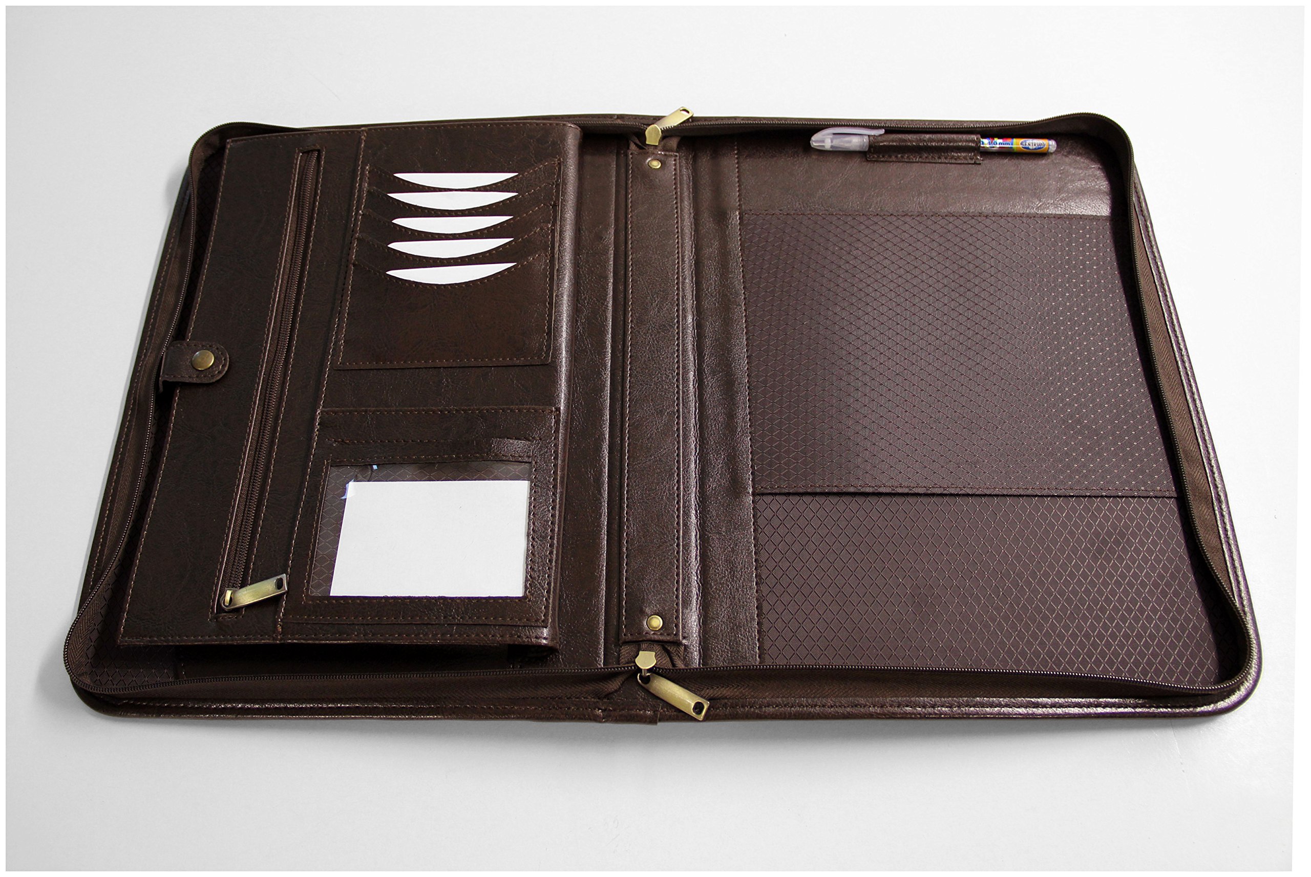 Noda Faux Pu Leather Business Presentation Meeting Conference A4 Folder Writing Pad Organiser (Brown)