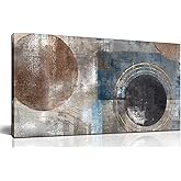 WDHCG Abstract Canvas Wall-Art for Office - Brown Wall Decor - Horizontal Wall Art Living Room Large Black Pictures Geometric Poster Ready to Hang Size 40" x 20"
