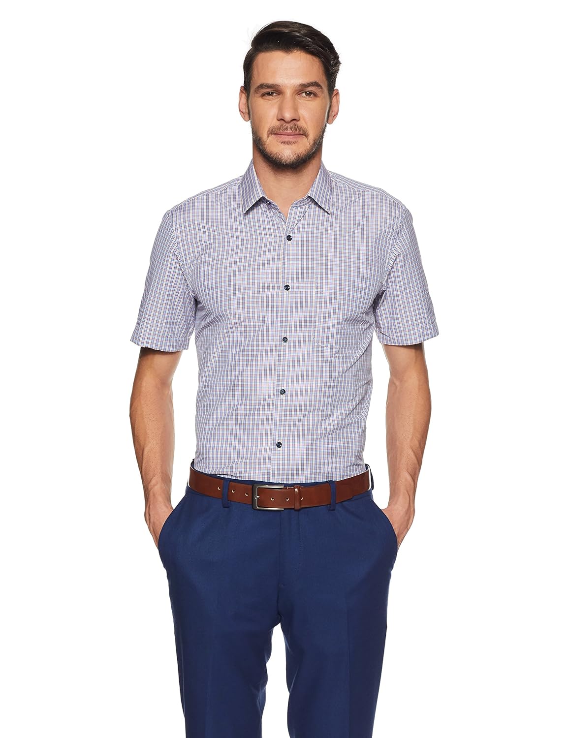 peter england men's solid regular fit formal shirt