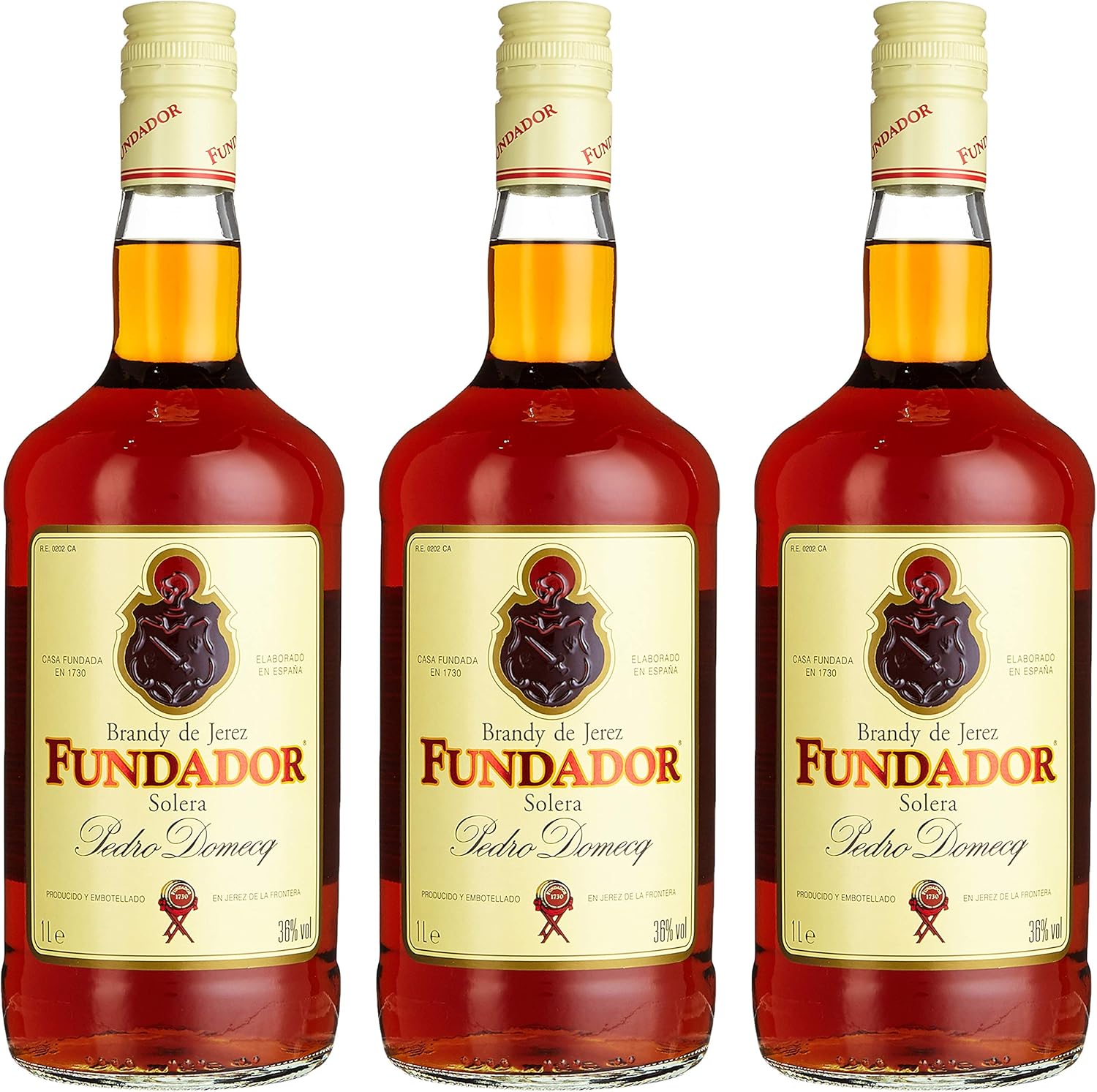 Fundador, Solera Reserva Brandy de Jerez, Pedro Domecq, (3 x 1 l