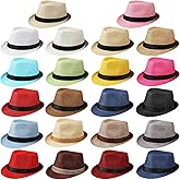 JaGely 22 Pcs Panama Hat Men Straw Bulk Cuban Short Brim Hats for Men Women, 22 Colors