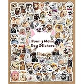100 Pcs Funny Meme Stickers - Holographic Sparkly Cute Dog Stickers for Water Bottles, Laptops - Vinyl Waterproof, Puppy Pet Sticker - Dog Theme Party Supplies, Gifts for Kids Teens Adults