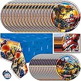 Transformers Birthday Party Supplies | Serves 16 Guests | Transformers Party Supplies | Transformer Dinner & Cake Plates, Napkins, Tablecover, Button | Officially Licensed