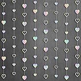 KatchOn, Iridescent Hanging Heart Garland - 6.5 Feet, Pack of 7, No DIY | Heart Banner Garland for Bridal Shower Decorations | Heart Streamers for Bachelorette Party Decorations