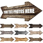 Generic Personalized Wood Arrow Signs - Custom Text Farmhouse Arrow Home Decor, Directional Road Signs for Wedding Restroom Bathroom Party Park Yard Pool Outdoor