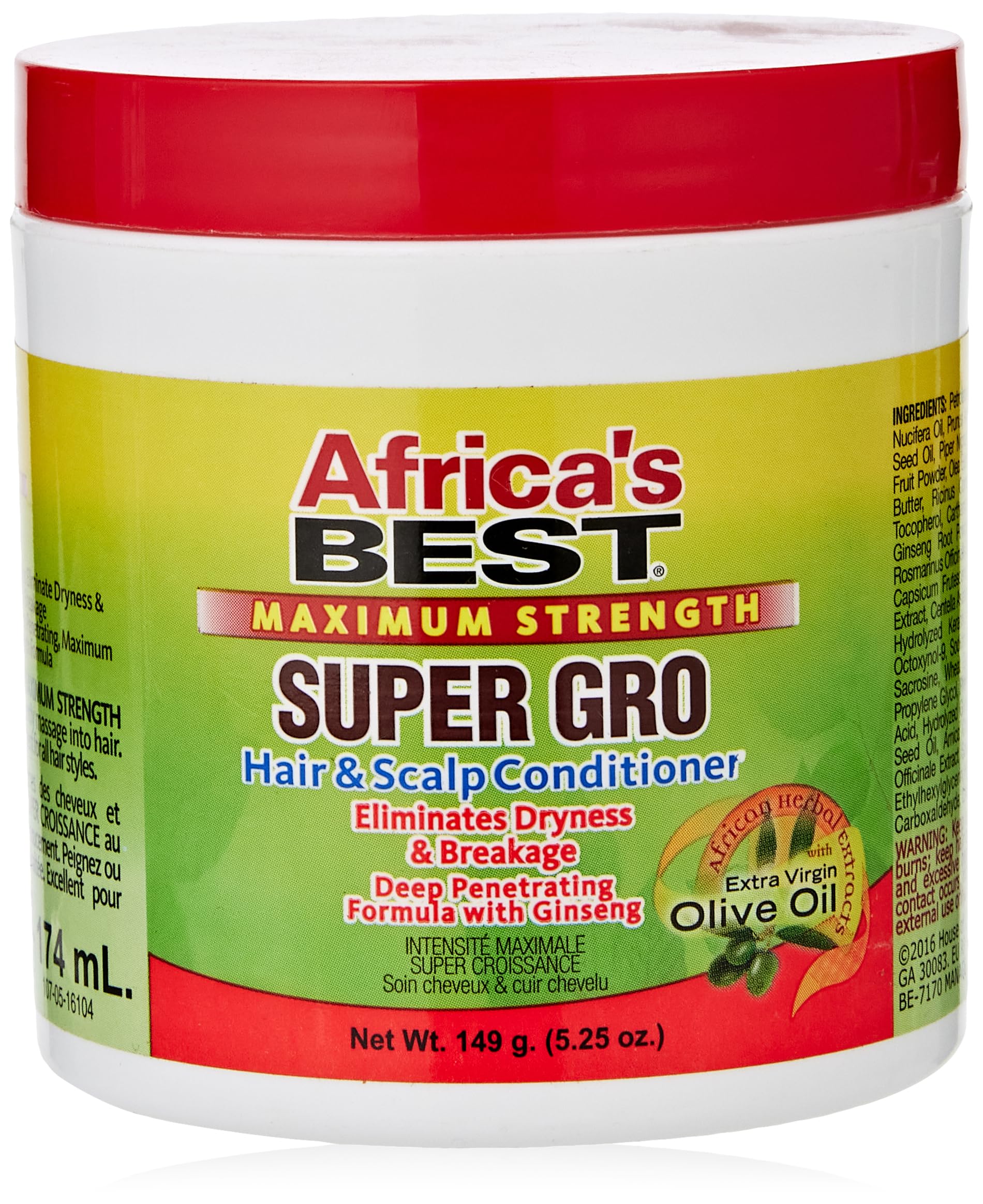 Africa's Best Maximum Strength Super Gro Hair & Scalp Conditioner, 149 g