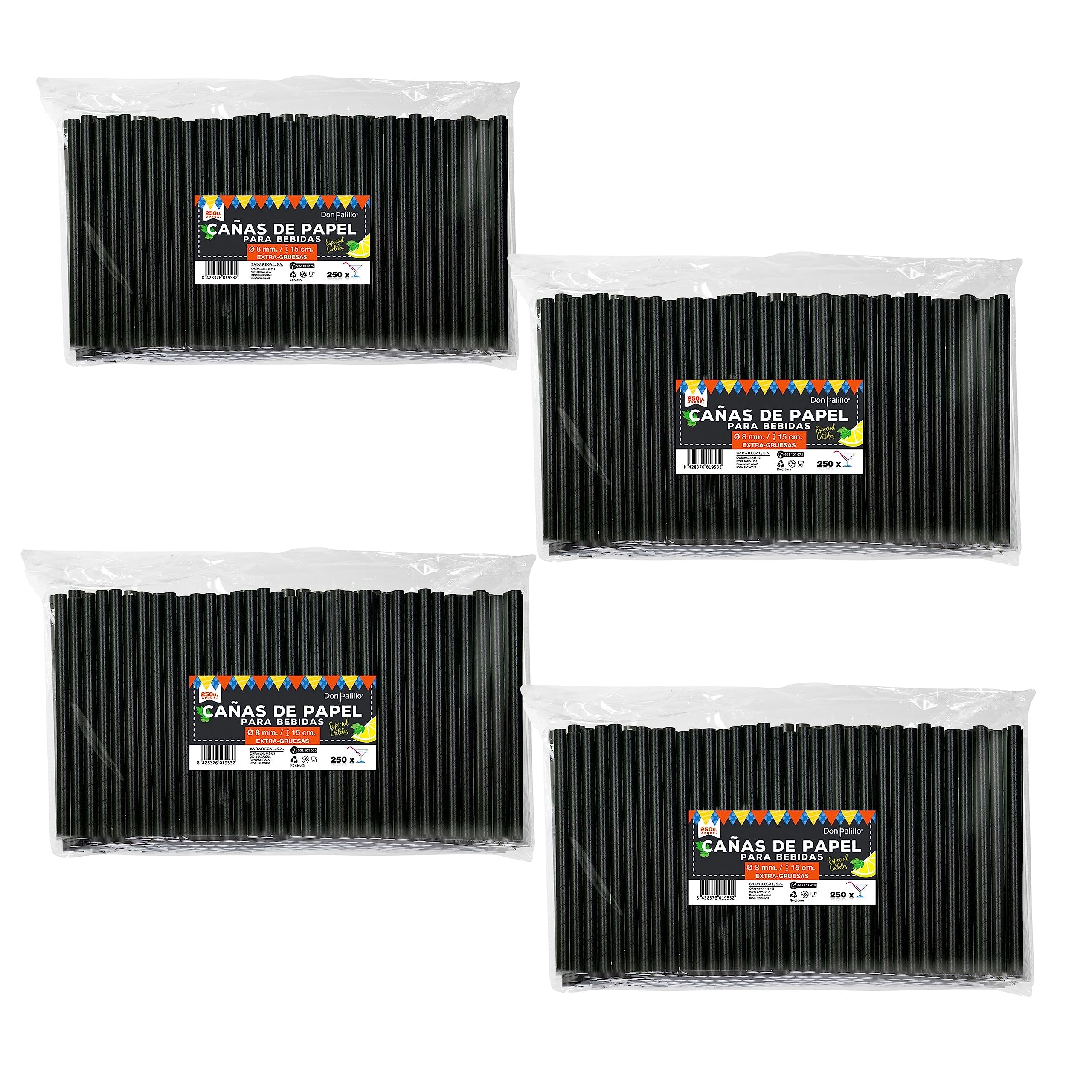 DON PALILLO - 1000 Black Paper Cocktail Straws 150 x 8mm 100% Biodegradable and Compostable (4)