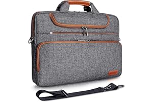 DOMISO 17 Inch Multi-Functional Laptop Sleeve Business Briefcase Waterproof Messenger Shoulder Bag Compatible with 17"-17.3" Notebooks/Dell/Acer/HP/MSI/ASUS, Dark Grey