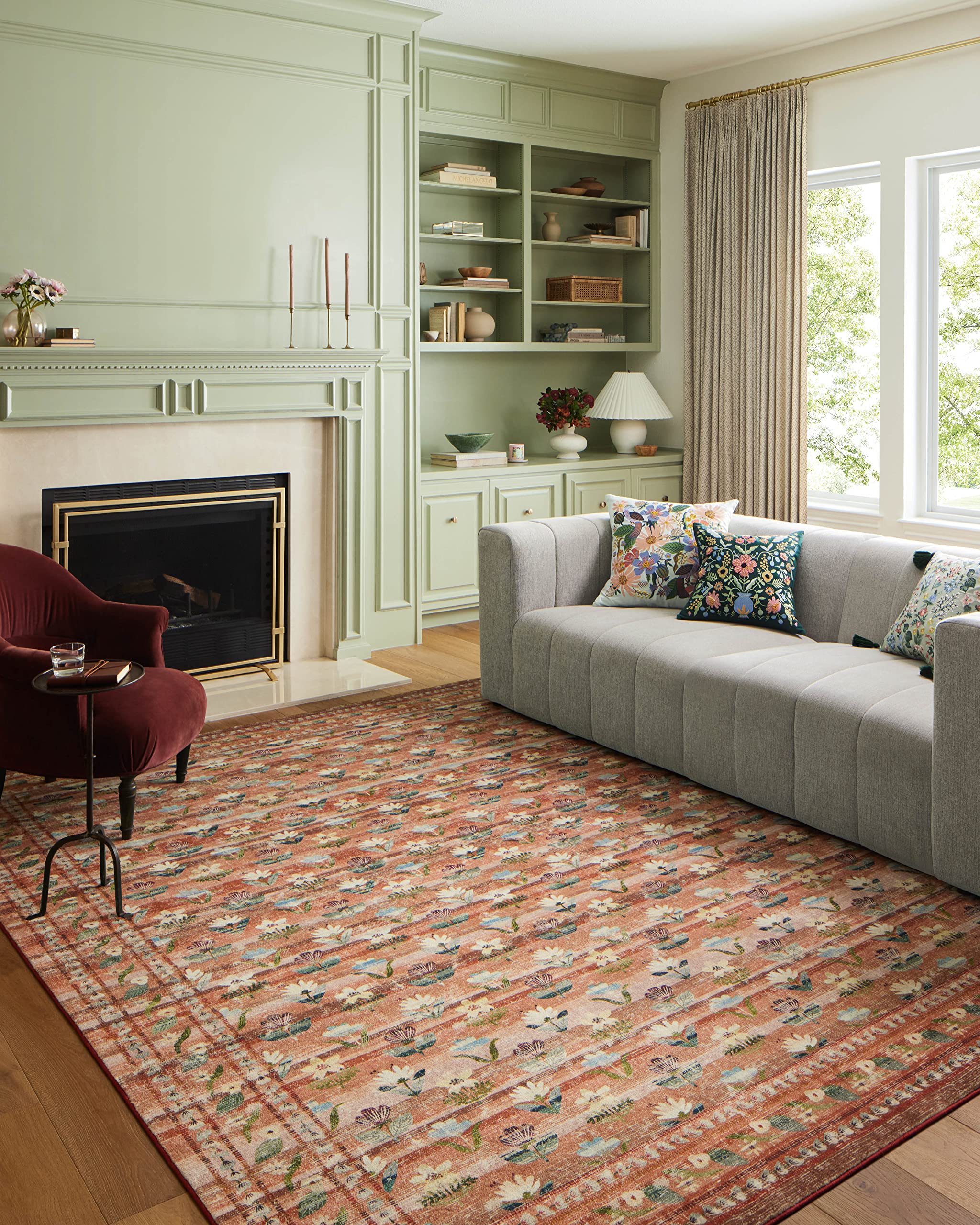 Photo 1 of Loloi Rifle Paper Co. Courtyard Collection COU-05 Terracotta 8'-6" x 11'-6" Area Rug feat. CloudPile