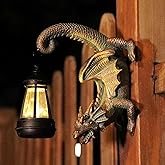 REYISO Solar Dragon Tree Hugger Statue Wall Decor - Whimsical Garden Statue with Solar Lantern, Outdoor&Yard Decor, Fantasy Dragon Figurine for Trees, Walls, or Fences - Unique Gifts for Women & Men