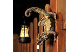 REYISO Solar Dragon Tree Hugger Statue Wall Decor - Gothic Garden Statue with Solar Lantern, Outdoor&Yard Decor, Fantasy Dragon Figurine for Trees, Walls, or Fences - Unique for Men & Women