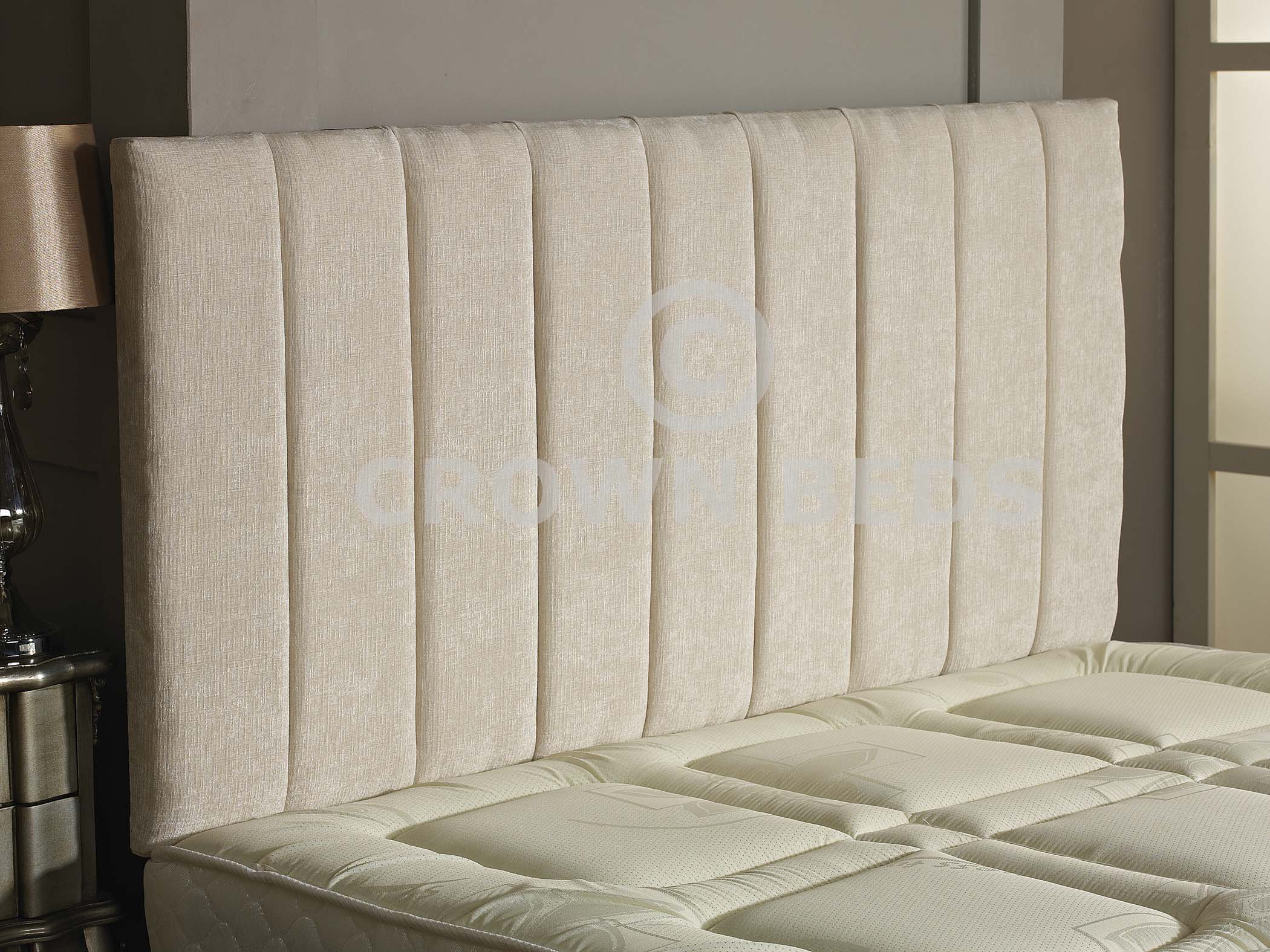 CROWNBEDSUK APOLLO CHENILLE HEADBOARD 2ft6,3ft,4ft,4ft6,5ft,6ft Ivory, 5ft (Kingsize)