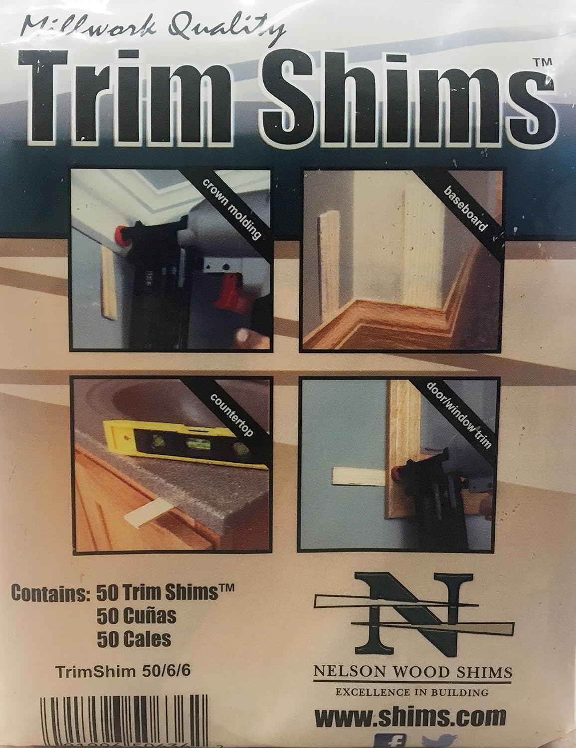 Nelson Wood Trim Shims 50/6/6 Millwork Quality 50/pack