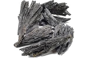 KALIFANO Black Kyanite Blade Bundle with Healing & Calming Effects - High Energy Brazilian Cianita Reiki Crystal Used for Meditation and (Information Card Included)