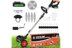 VICIEN Cordless Weed Eater String Trimmer,3-in-1 Lightweight Push Lawn Mower & Edger Tool with 3 Types Blades,21V 2Ah Li-Ion Battery Powered for Garden and Yard,Black