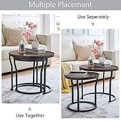 Hoctieon Nesting Coffee Tables, Round Nesting