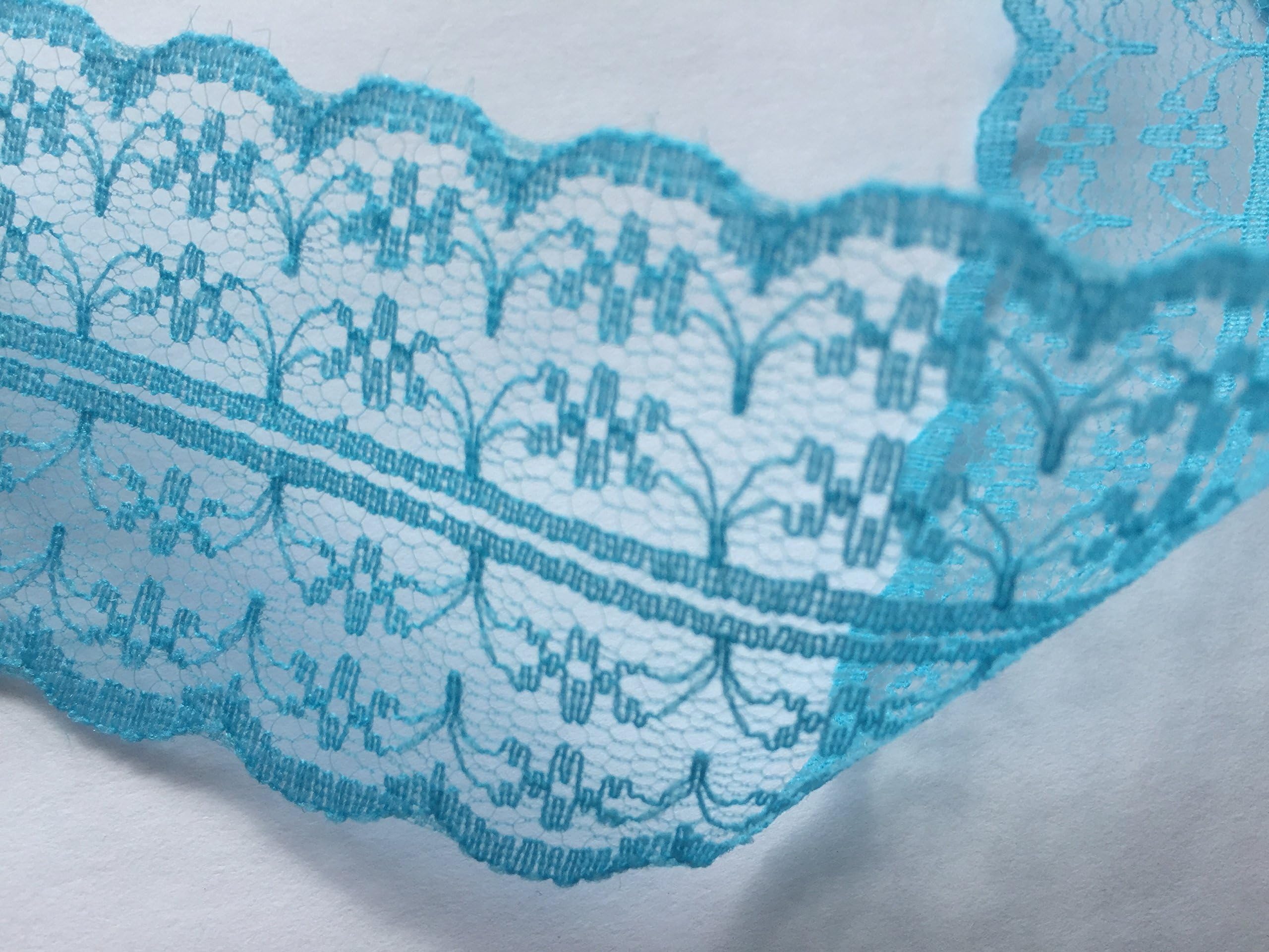 Sparkles Gems Vintage Style Lace Ribbon Trimming Bridal Wedding Scalloped Edge 47mm (Blue)