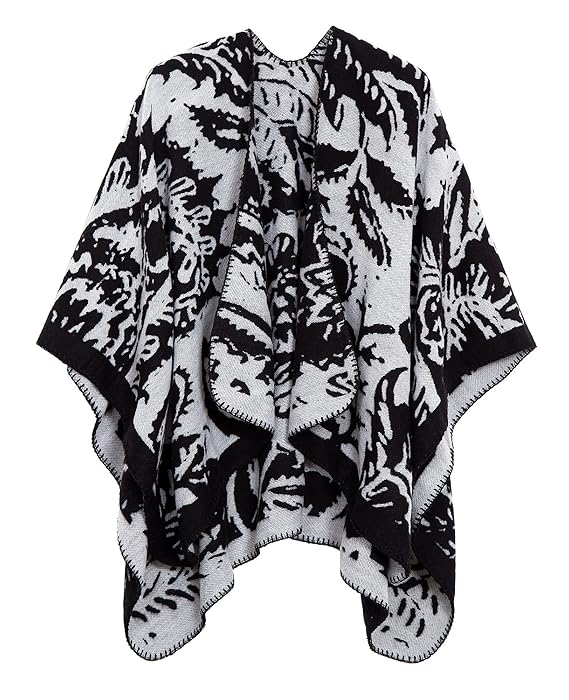 EXCHIC Damen Retro Schal Wrap Open Front Poncho Cape Wrap Schal