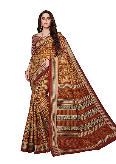 Womens Pure Cotton Printed Saree with Blouse Piece (SKR5425_Mustard)