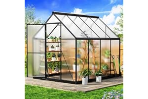 AirWire Greenhouse 6×7.5 FT, Quick Setup Polycarbonate Greenhouse for Outdoors with Roof Vent, Walk in Green Houses for Outside for Outdoor Garden Backyard, Black