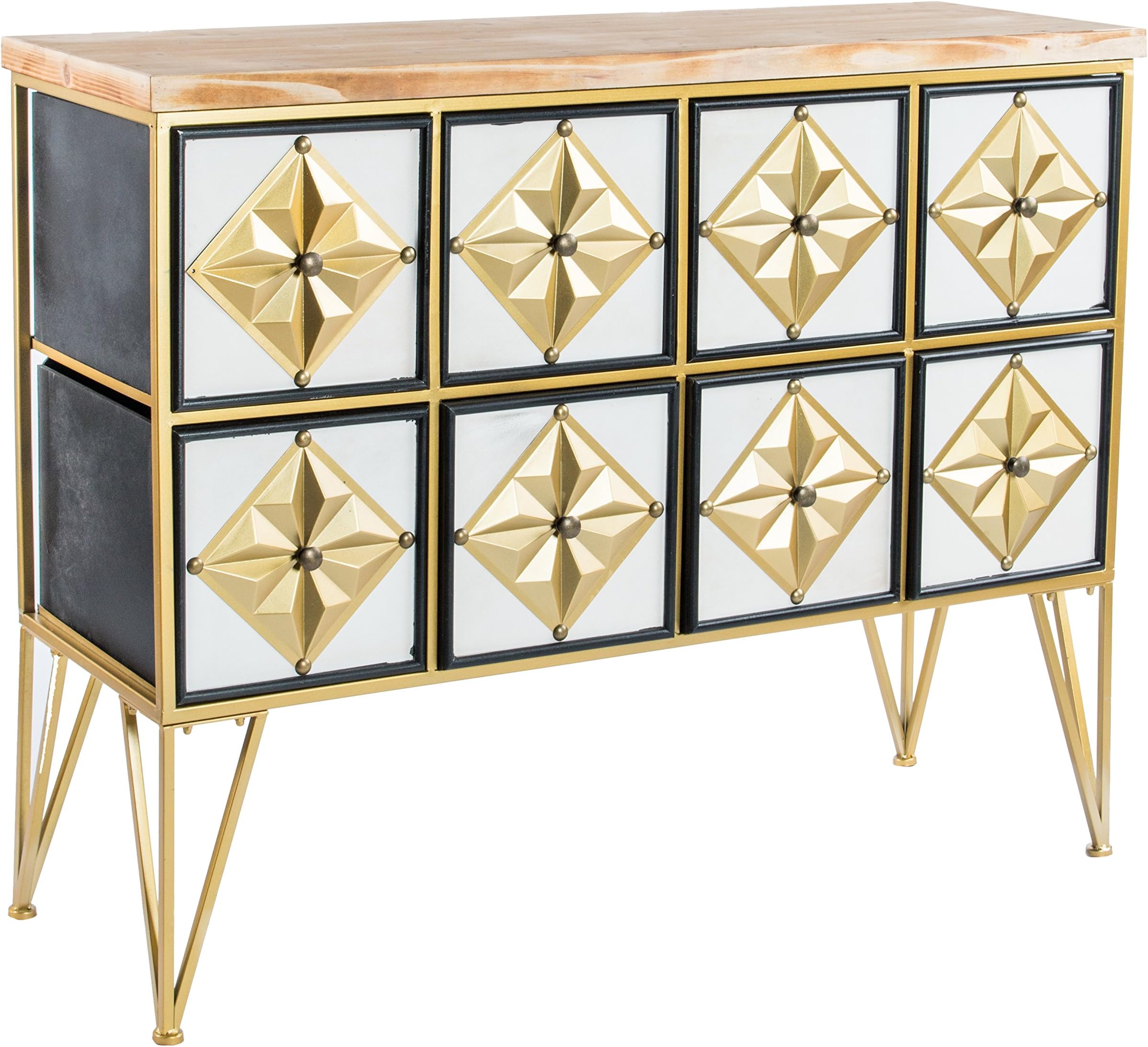Statements by J Kate Lyn Console Table, 39 Inch Tall, White, Black, Gold, Natural