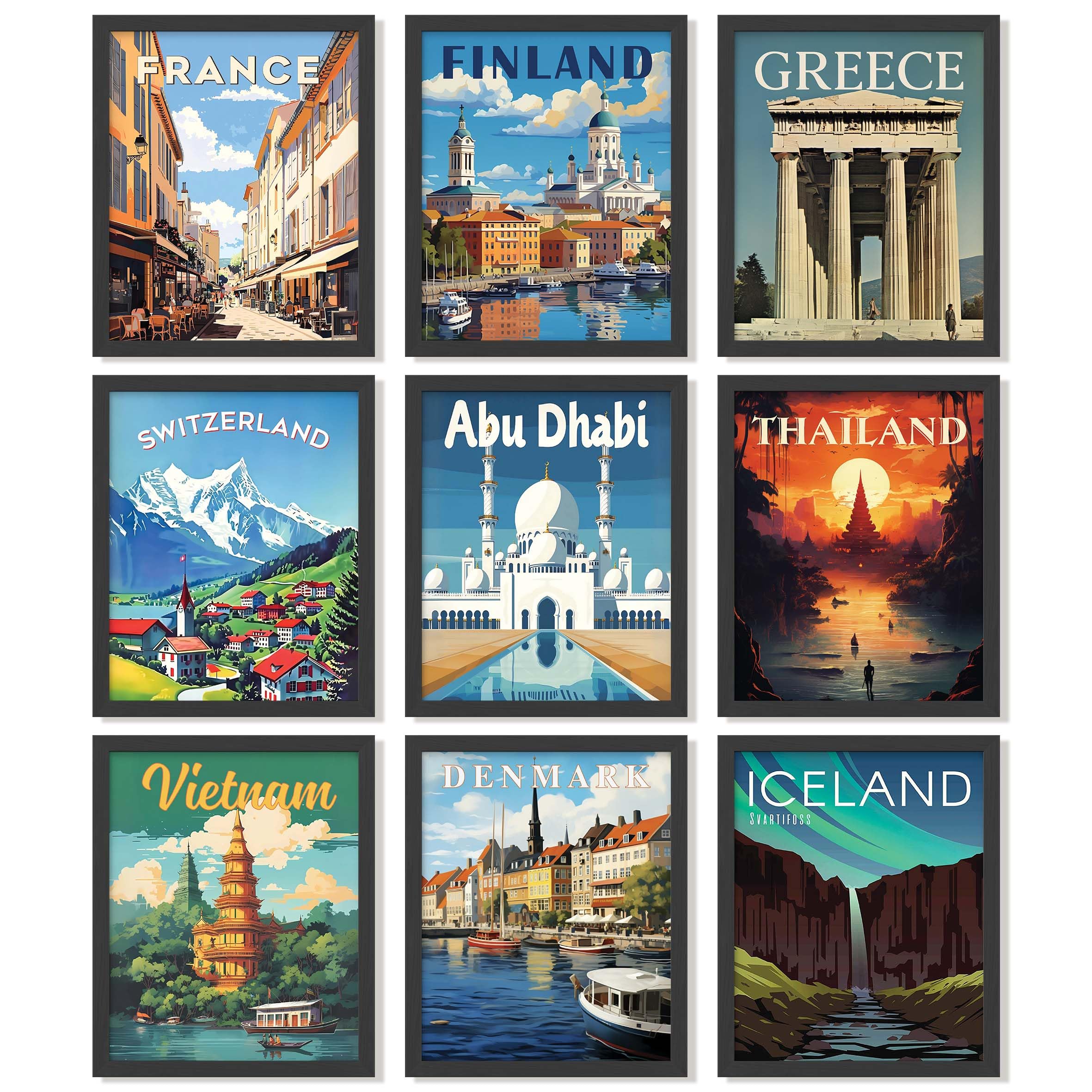 Photo 1 of 97 Decor Vintage Travel Posters Wall Art - Retro Travel Decor For Home, Travel Art Prints For Wall Decor, Around World Destination Pictures Famous City Artwork For Classroom Decoration (8x10 Unframed)