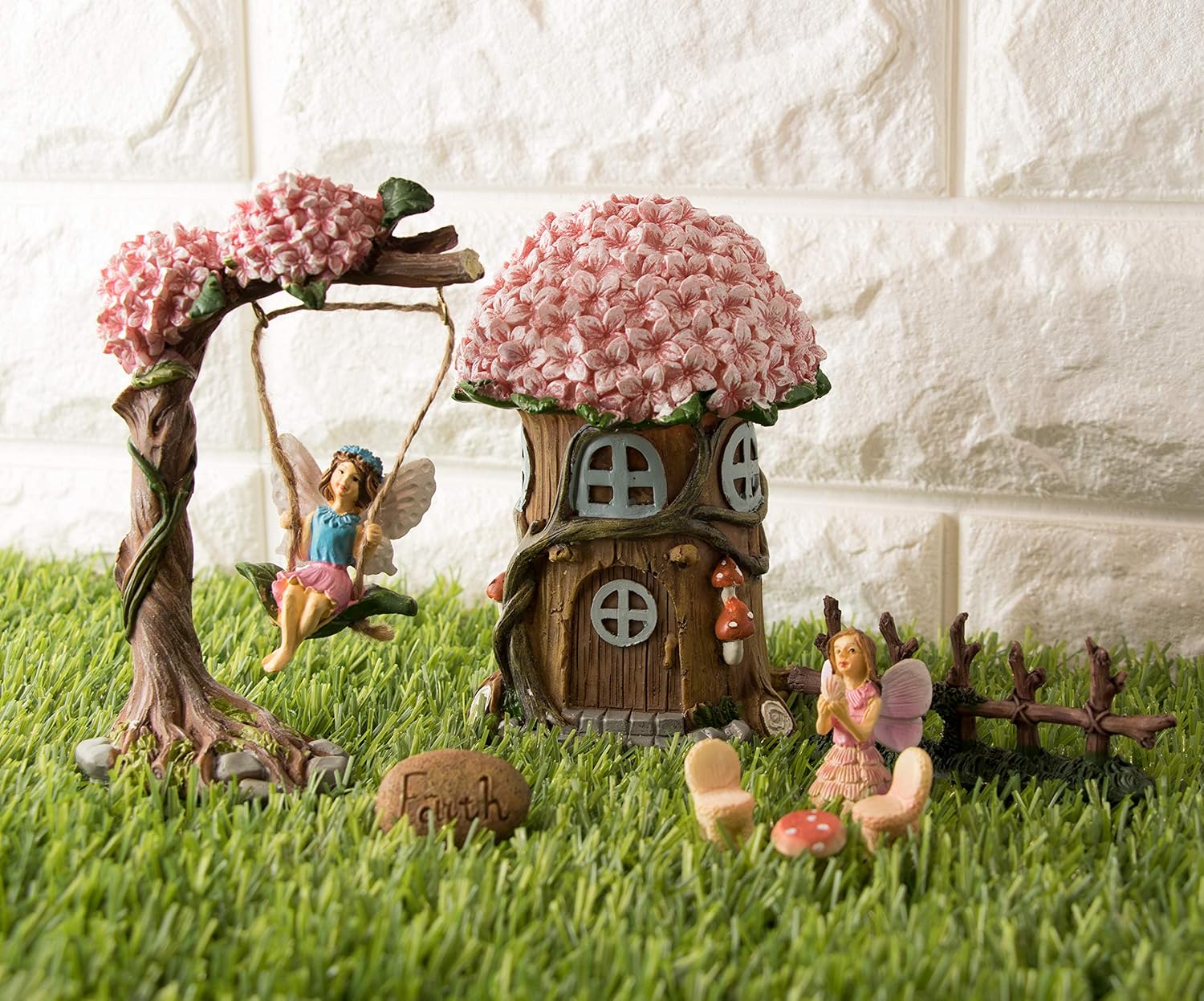 Front Patio Housewarming Home Decoration Juvale Fairy Garden Accessories Kit Backyard Outdoor Wedding Gift Decorative Set For Lawn 8 Piece Miniature Fairies And Tree House Figurines Garden Outdoors Garden Sculptures Statues