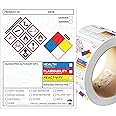 SDS Label Stickers 4 x 3 Inches, Roll of 250 MSDS OSHA Data Stickers with GHS Pictograms & Perforated Edges for Easy Separating | HMIS & Hazard Compliant | Secondary Containers for Chemical Safety