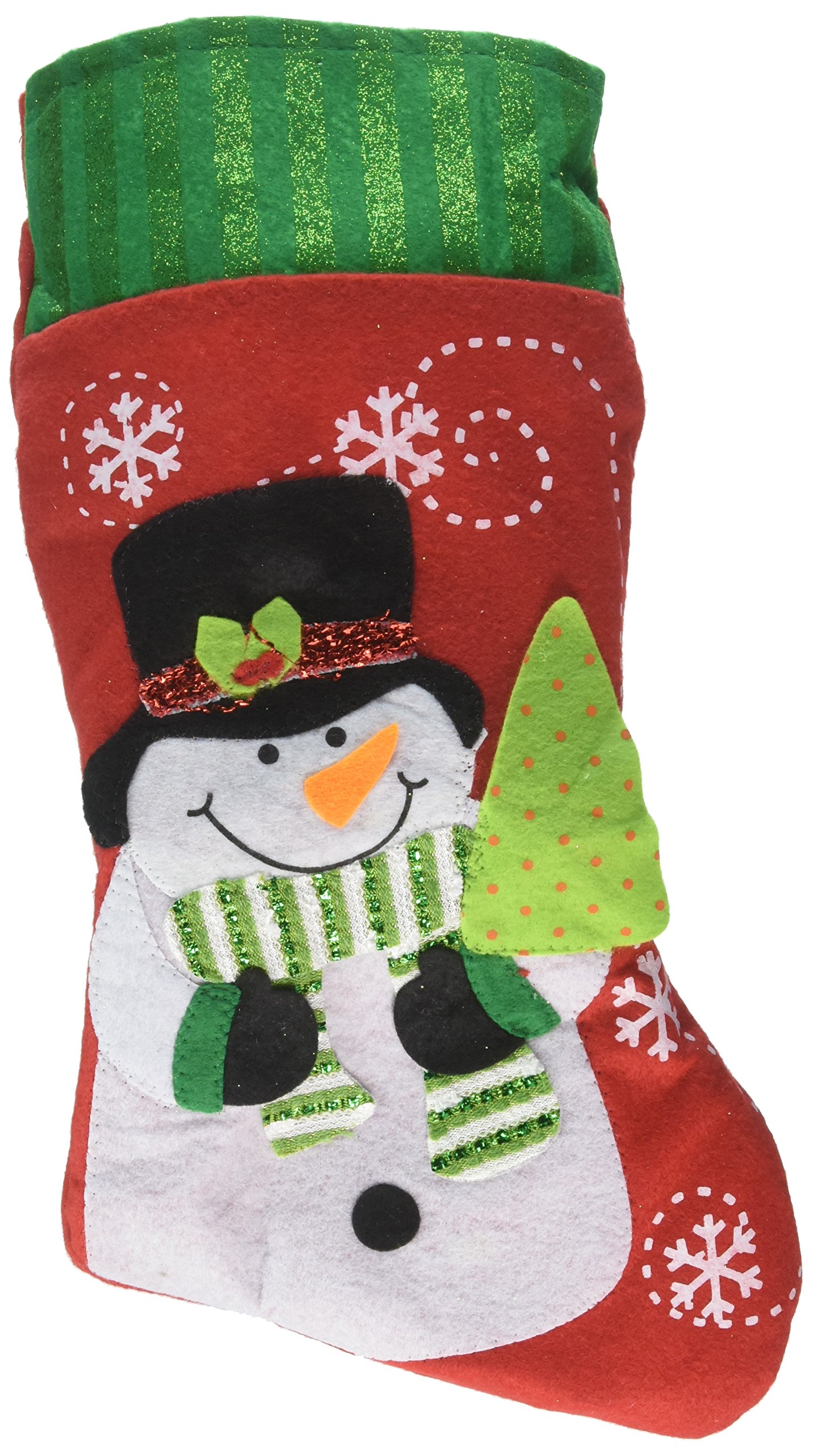 Christmas Stocking Sock, TORUBIA Christmas 3D Tree Wall Hanging Sock Larger Sock Candy bags With Lovely Santa Reindeer Snowman Decoration 8.6×21.2 Inch Perfect For Christmas Stocking (Snowman)