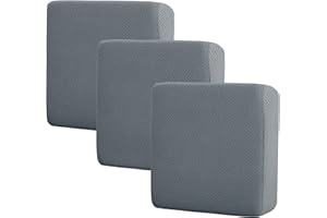 Jin Le Stretch Couch Cushion Covers Sofa Seat Cushion Covers Slipcover Sets for 3 Cushions Sofa Covers Jacquard Soft Textured Fabric with Elastic Bottom (3 Pack, Dark Gray)